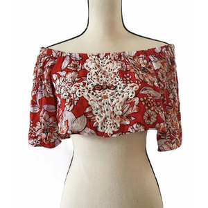 LF Native Rose Off Shoulder‎ Beaded And Crochet Top